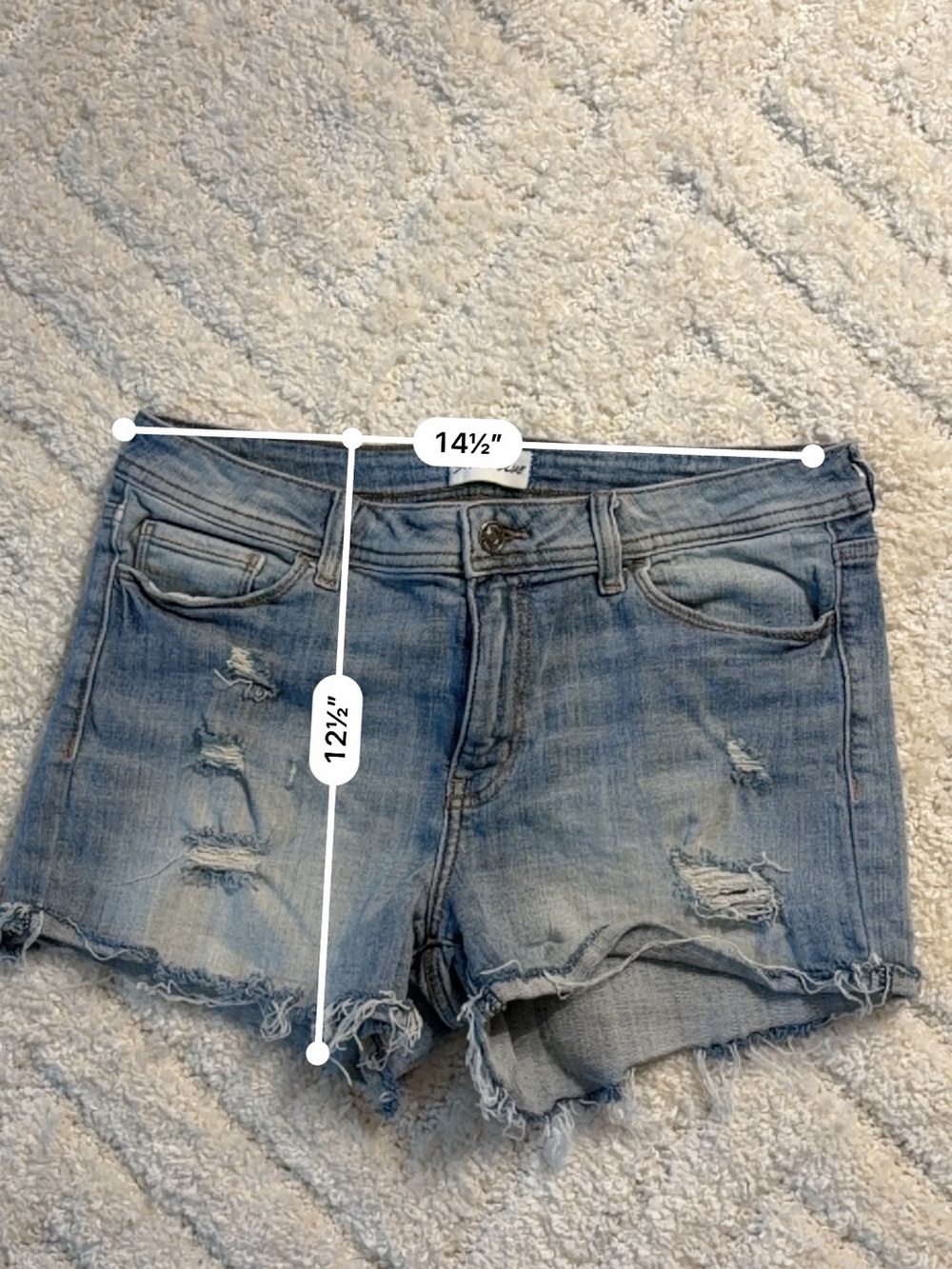 Studio Light Blue Distressed Denim Shorts - Picture 5 of 5